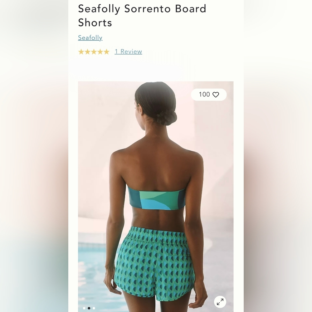 Seafolly Aqua and Teal Patterned Shorts